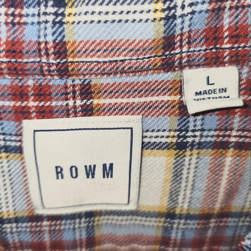 ROWM Men's Flannel Plaid Button Long Sleeve Size Large